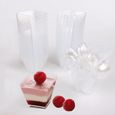50 pièces Coupes à Dessert 60ML Réutilisable Verrines Plastique Tasses à Dessert avec Cuillères Transparent Coupe à Dessert P 132-0