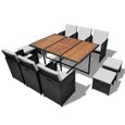 Mobilier De Jardin 27 Pcs Noir Bois D Acacia Resine Tressee