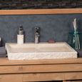 Vasque à poser rectangle en pierre marbre Cosy crème - WANDA COLLECTION - 70cm - A poser - Rectangulaire-0