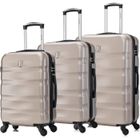CELIMS FRANCE Set de Valise 3 Pièces | Valise CELIMS AeroWave | Cabine + Moyenne + Grande | Ultra-Résistant | Roues 360 | Cadenas | Champagne