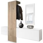 Vladon Vestiaire Garderobe Carlton Set 1, Corps en Blanc mat - Panneau portemanteau en Chêne Nordique