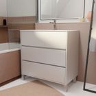 AURLANE Pack Meuble Salle de Bains 80 cm Laqué Blanc, 3 tiroirs avec Vasque Céramique - XENOS