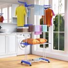 Etendoir Linge Intérieur et Extérieur - Rattantree 4 Niveaux Séchoirs à Linge avec Roues - Pliable ailes latérales - Bleu et Blanc
