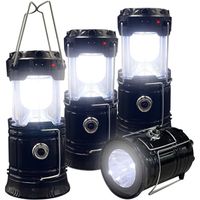 Lot de 4 lanternes de camping pliantes à LED, lampe solaire rechargeable, portable, légère, étanche, pour randonnée, ouragan