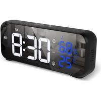 Réveil Numérique, Horloge Numérique LED Horloge Digitale Réveil avec Température/Snooze/Réveil en semaine - Noir