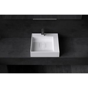 blanc Sogood rectangulaire Lavabo vasque à poser ou à monter au mur évier fonte minérale Colossum 21-R
