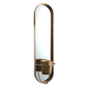 Mica Decorations Miroir avec Pot de fleurs - L24,5 x l20,5 x H96 cm - Métal - Or