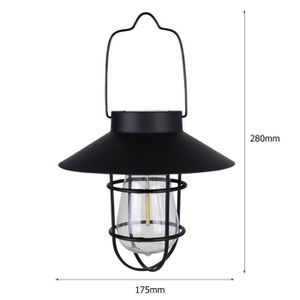 LAMPION Lanterne Solaire Suspendue Style Vintage - Noir - 