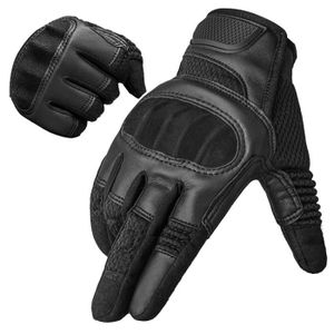 GANTS - SOUS-GANTS Gants de moto en cuir PU à écran tactile,équipement de protection,course de motocross,gants d'équitation de motard- Black[F4200]