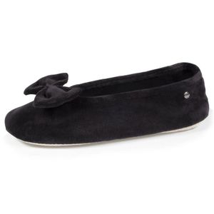 CHAUSSON - PANTOUFLE Chaussons femme Isotoner grand nœud noir - confort