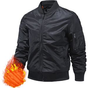 BLOUSON Bomber Homme Hiver Chaude épais Jacket Veste Homme Coupe standard - Noir