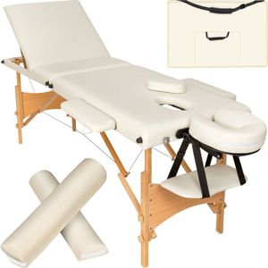 TABLE DE MASSAGE - TABLE DE SOIN TECTAKE Table de massage portable pliante à 3 zones DANIEL Pliable et réglable en hauteur 210 x 95 x 62 - 84 cm - Beige