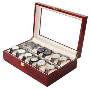 Boîte à Montres En Bois Luxe 12 Emplacements - Coffret Rangement Organisateur - Neuf Avec étiquette
