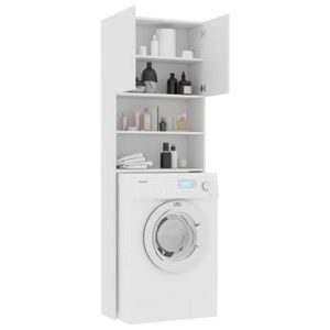 COLONNE - ARMOIRE SDB RUIDA 64 x 25,5 x 190 cm Meuble pour machine à laver  Aggloméré (Blanc) Nouveau produit
