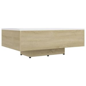 TABLE BASSE Table basse Blanc et chêne sonoma 85x55x31 cm Aggloméré - VIDAXL - Rectangulaire - Contemporain - Design