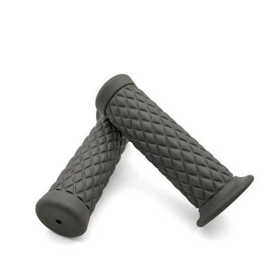 Lot De 2 Poignées De Guidon Moto Antidérapantes Rayées - Caoutchouc, Diamètre ~22mm - Pour Meilleure Prise Et Confort