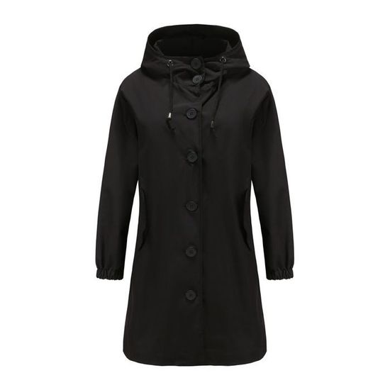 Veste Coupe-vent Imperméable Femme Longue - Trench-coat Léger Avec Capuche - Pour Randonnée, Camping, Ville