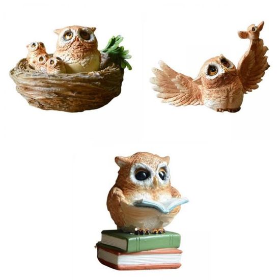 Gemmia - Statuettes Miniatures De Hiboux En Résine Pour Décorer Maison, Jardin, Bureau - Lot De 8 Modèles Différents - 8