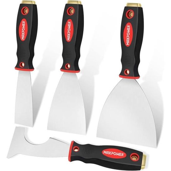 4 Spatules Barbecue En Acier Inoxydable - Poignée Plastique, Passe Lave-vaisselle - Pour Cuisiner Et Griller