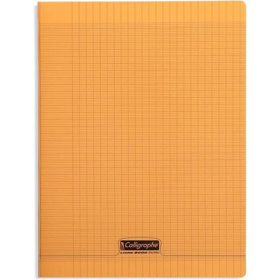 Calligraphe 18090C Cahier Agrafé 24x32 Cm 96 Pages Grands Carreaux - Couverture Polypro Transparent (Couleur Aléatoire)