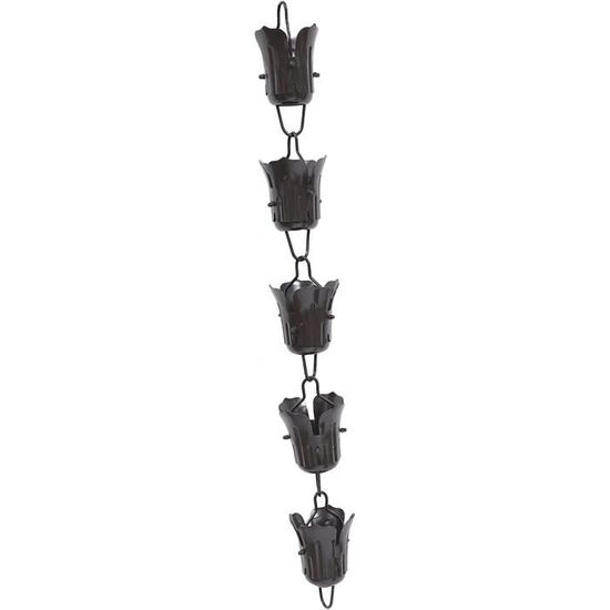 Chaînes De Gouttière En Cuivre Pour Drainage D'avant-toit, Carillon De Pluie Extérieur, Collecteur D'eau De Pluie, Décoration De Jardin, Chaînes De Pluie Avec Becs De Pluie, 6 Tasses/m, Noir, 3 M