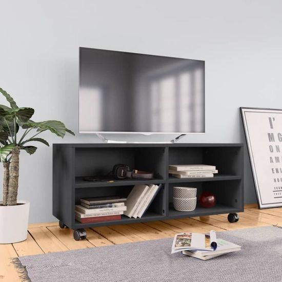 #Pro#9795 Meuble TV avec roulettes Buffet Bas MEUBLE HI-FI Pour Salon Haut de gamme Décor - Armoire tele Banc Tv Gris 90 x 35 x 35 c