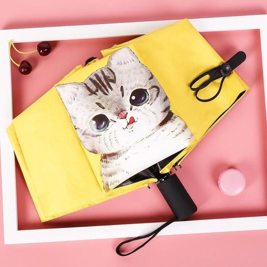 Parapluie Pliable Motif Chat – Femme – Original – NEUF Avec étiquettes