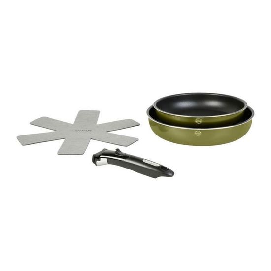 Batterie De Cuisine Sitram 6 Pièces - Poêles Et Casseroles Anti-Adhésives - Manche Amovible - Compatible Induction
