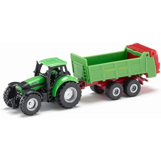 Tracteur Jouet SIKU 1673 Avec Épandeur - Métal/Plastique - 16.5x3.6x4.5cm - Vert - Hayon Ouvrant