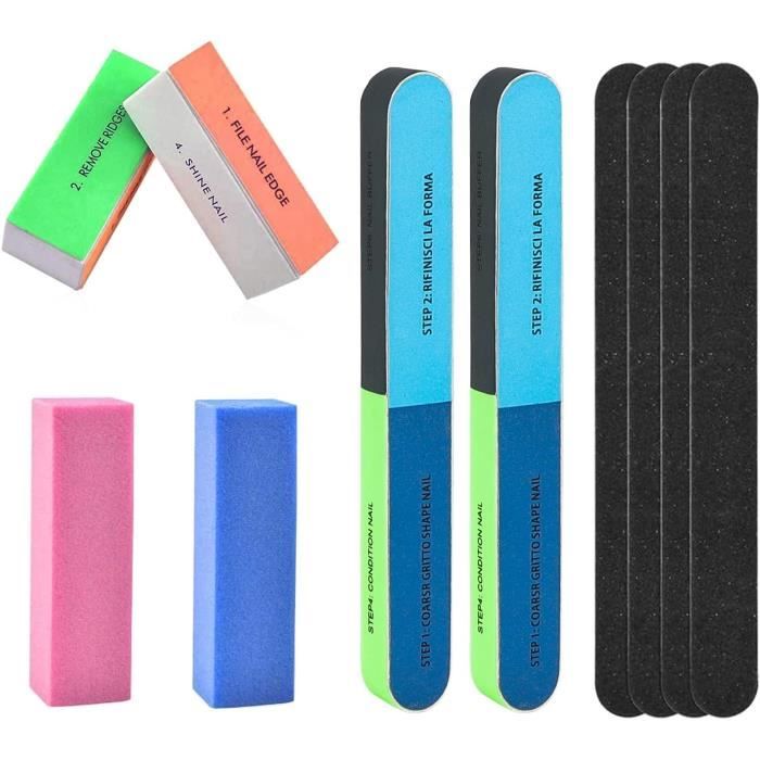 Lot de 10 limes à ongles professionnelles 4 formes Bloc 7 positions
