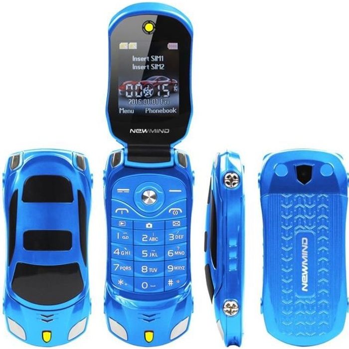 F15 GSM Téléphone Portable Débloqué avec Grandes Touches - forme de Ferrari - Bleu