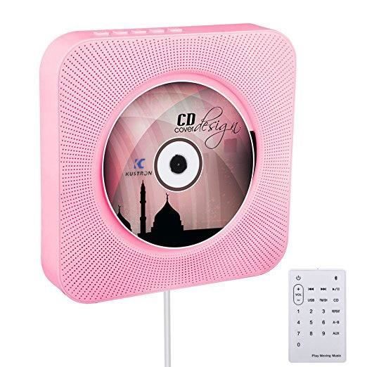 Lecteur CD enfant,Lecteur CD créatif mural Bluetooth Portable Home Audio Boombox avec télécommande Radio FM haut - Type pink EUPlus