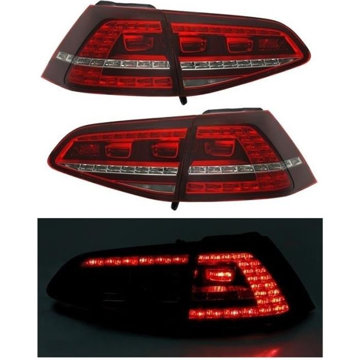2 FEUX ARRIERE LED ROUGE LOOK GTI POUR VW GOLF 7