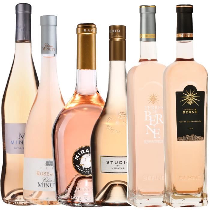 Best of Provence - Lot de 6 bouteilles - Minuty : M - Rose et Or - Miraval : Studio - Jolie-Pitt - Berne : Terre - Château - Côtes