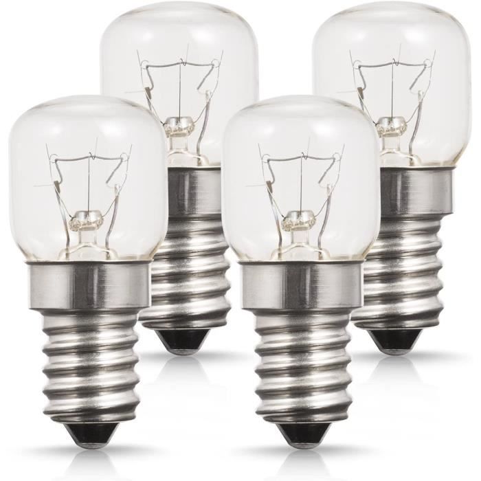 Lot de 4 Lumière Du Four, Petit culot à vis E14 Base, 25W Ampoule Halogène, Blanc Chaud 2700K, 200 Lumen, Non Dimmable, Résistant ju