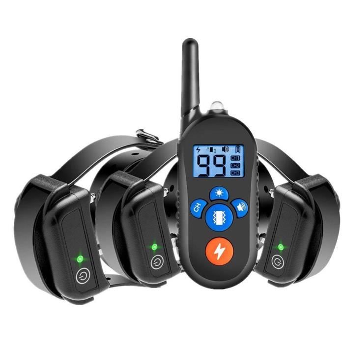 Collier de dressage pour chien PUPOPAN 556-3 (800m élécommande-choc électrique-vibration-avertissement-IP7)