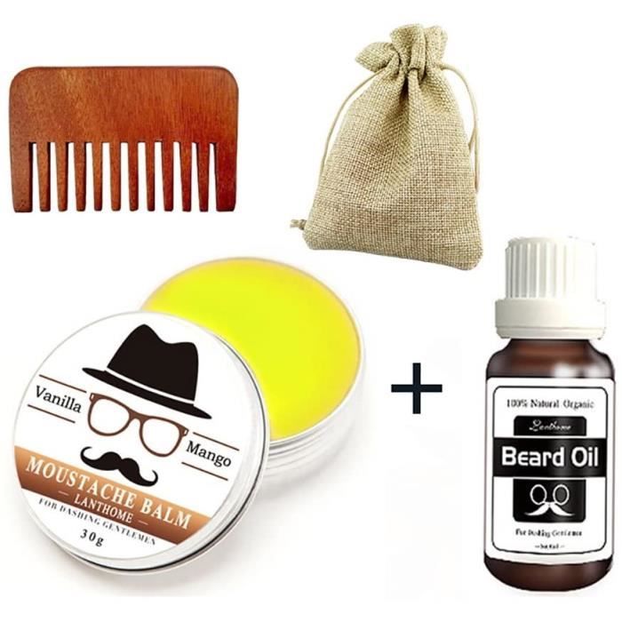 Huiles à barbe Fairylove Lot de 4 Kits Soins de Barbe Huiles à Barbe 100% Naturel Organique Baume Peigne Sac Entretien e 198815