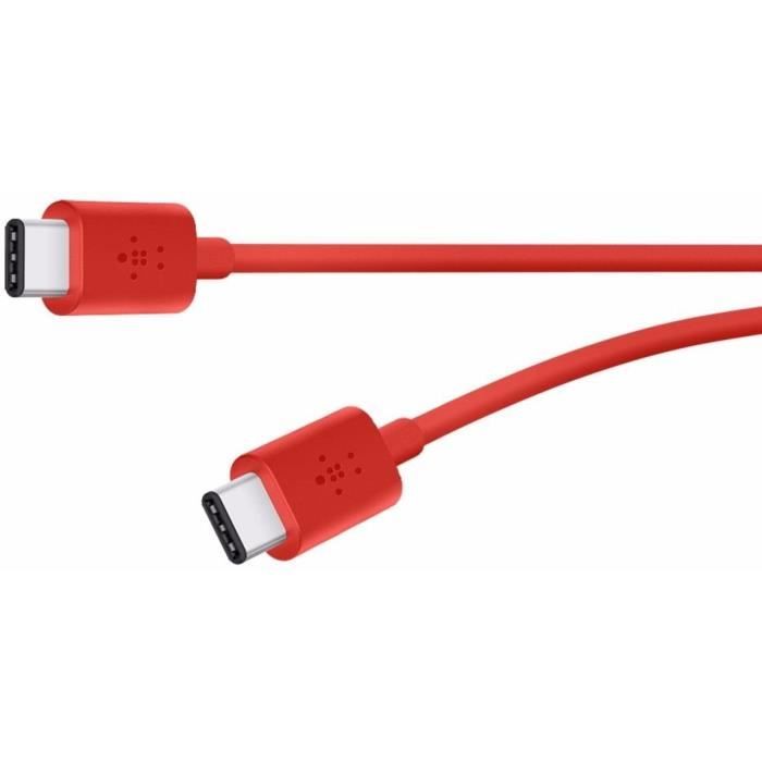 BELKIN Câble de charge avec connecteur USB C 2.0 / 3.A / 60W / 1,8M - Rouge