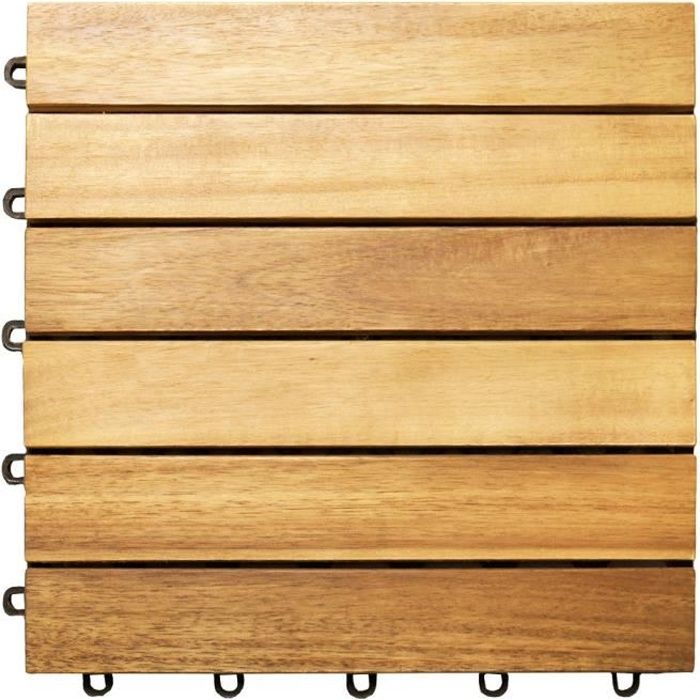 11x Dalles de terrasse en bois d'acacia pour 1m² - 30 x 30 cm Jardin extérieur