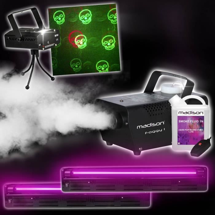 Pack lumière Laser R&V Néons noire machine à fumée