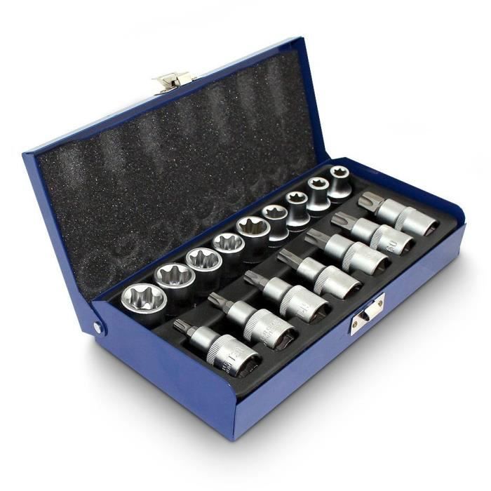 Coffret kit 16 clés Torx Bleu
