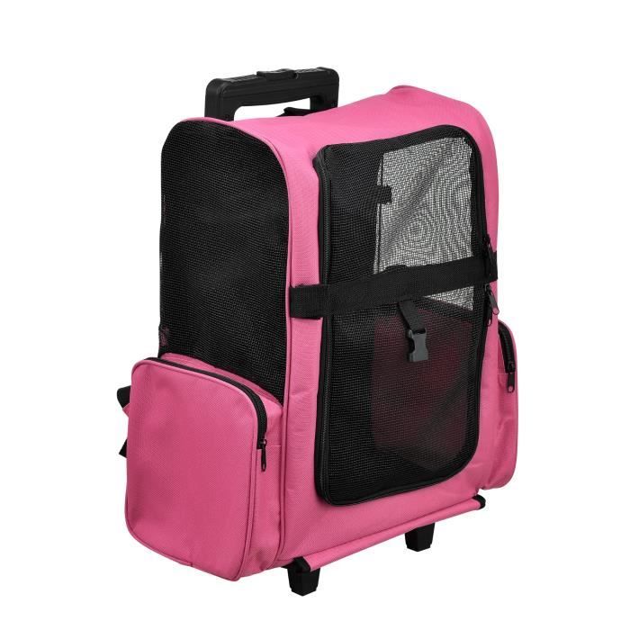 Sac de Transport à Roulette rose vif sac de transport sac à dos chien chat
