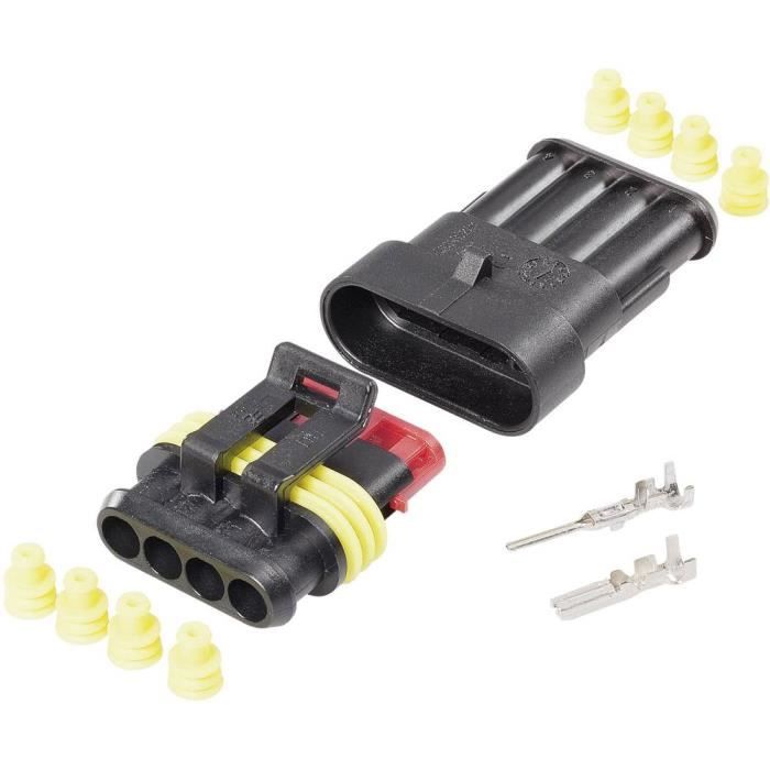 CONNECTEUR SECTEUR - Set Superseal série AMP-Superseal 1.5mm TE Connectivity 4016139188287 Nbr total de pôles 4 Pas: 6 mm 1 set
