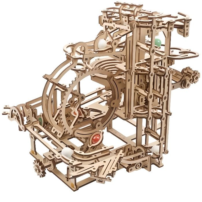 UGEARS Circuit à billes en bois - Marble Run Modèle mécanique de course de billes avec mécanisme de levage à 3 étages - Maquette en
