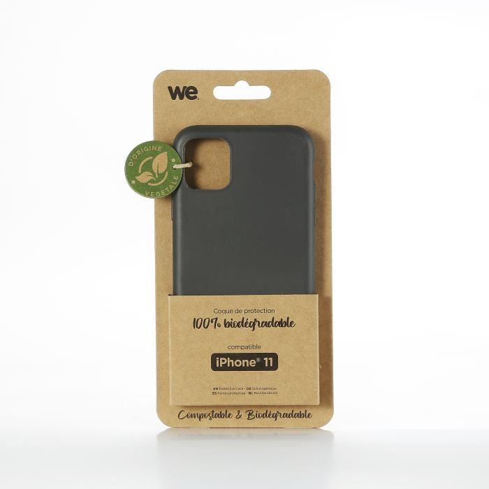 WE Coque de protection 100% biodégradable et compostable pour APPLE IPHONE 11 de couleur Noir Respectueux de l'environnement