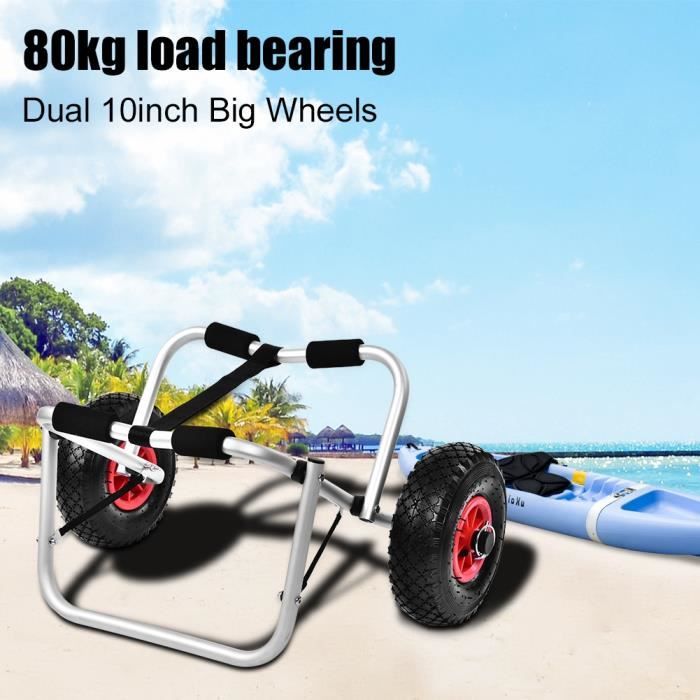 Chariot de transport Chariot kayak canoë 80kg chariot à bateau remorque porte-kayak Accessoire de kayak
