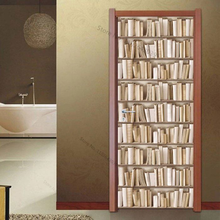 Sticker Porte Étagère à Livres Fleur Rétro - Autocollant Bibliothèque 63x205cm Amovible
