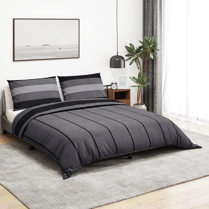 vidaXL Ensemble de housse de couette gris foncé 200x200 cm Coton 136429