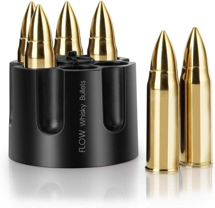 FLOW XL GOLD Whisky Bullets With Revolver Ammo Storage Holder, Reusable ...
