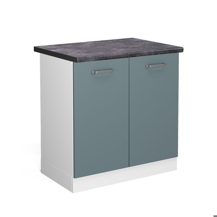 Meuble bas sous-évier R-Line 80cm PT Anthracite Bleu-gris/Blanc Vicco 46655